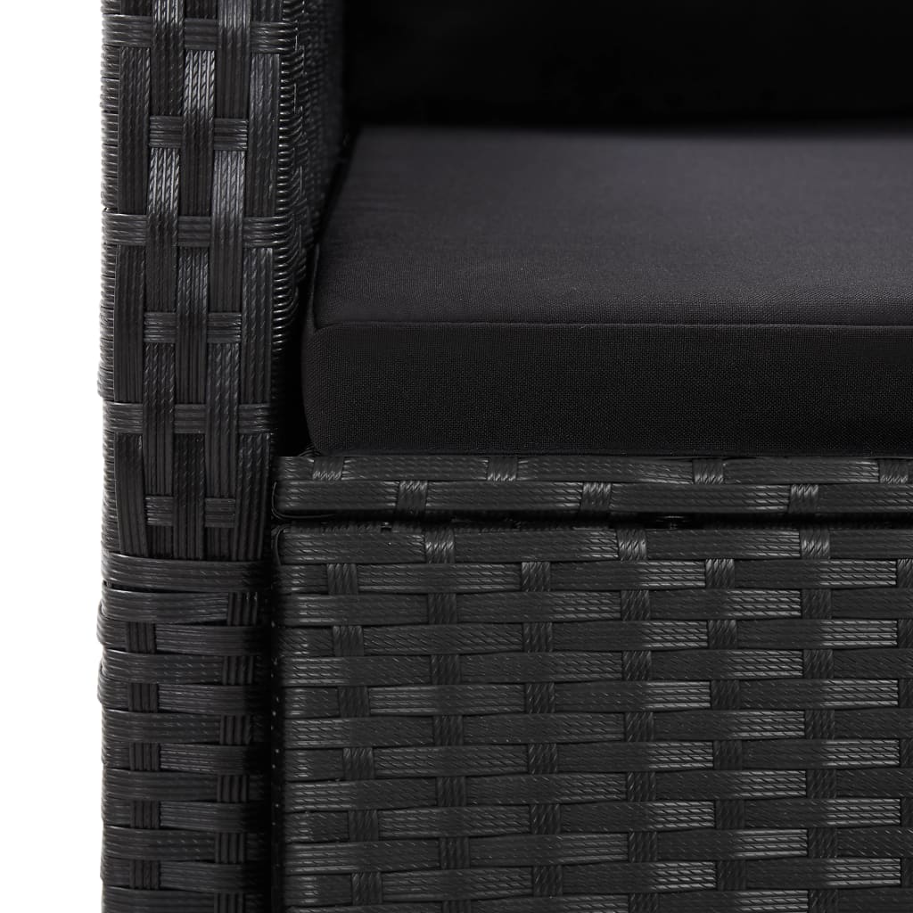 Set da Pranzo da Giardino 7 pz Nero con Cuscini in Polyrattan | homemem39
