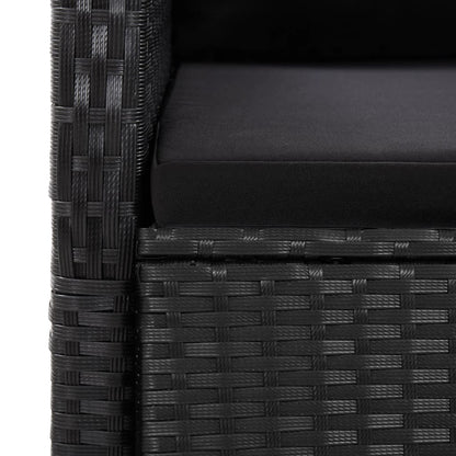 Set da Pranzo da Giardino 7 pz Nero con Cuscini in Polyrattan | homemem39