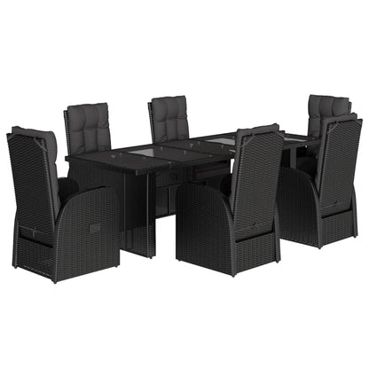 Set da Pranzo da Giardino 7 pz Nero con Cuscini in Polyrattan | homemem39
