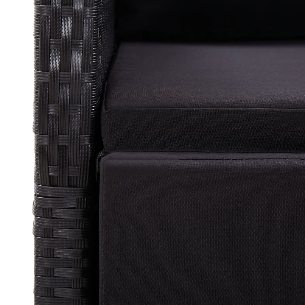 Set da Pranzo da Giardino 7 pz Nero con Cuscini in Polyrattan | homemem39