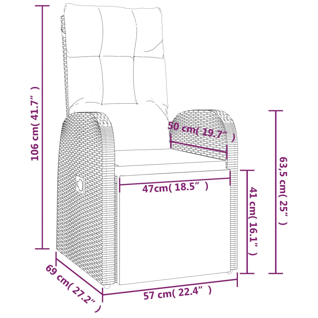 Set da Pranzo da Giardino 11 pz con Cuscini in Polyrattan Nero