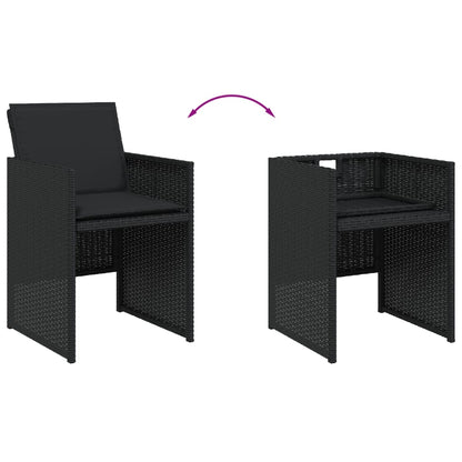 Set da Pranzo da Giardino 5 pz Nero con Cuscini in Polyrattan - homemem39