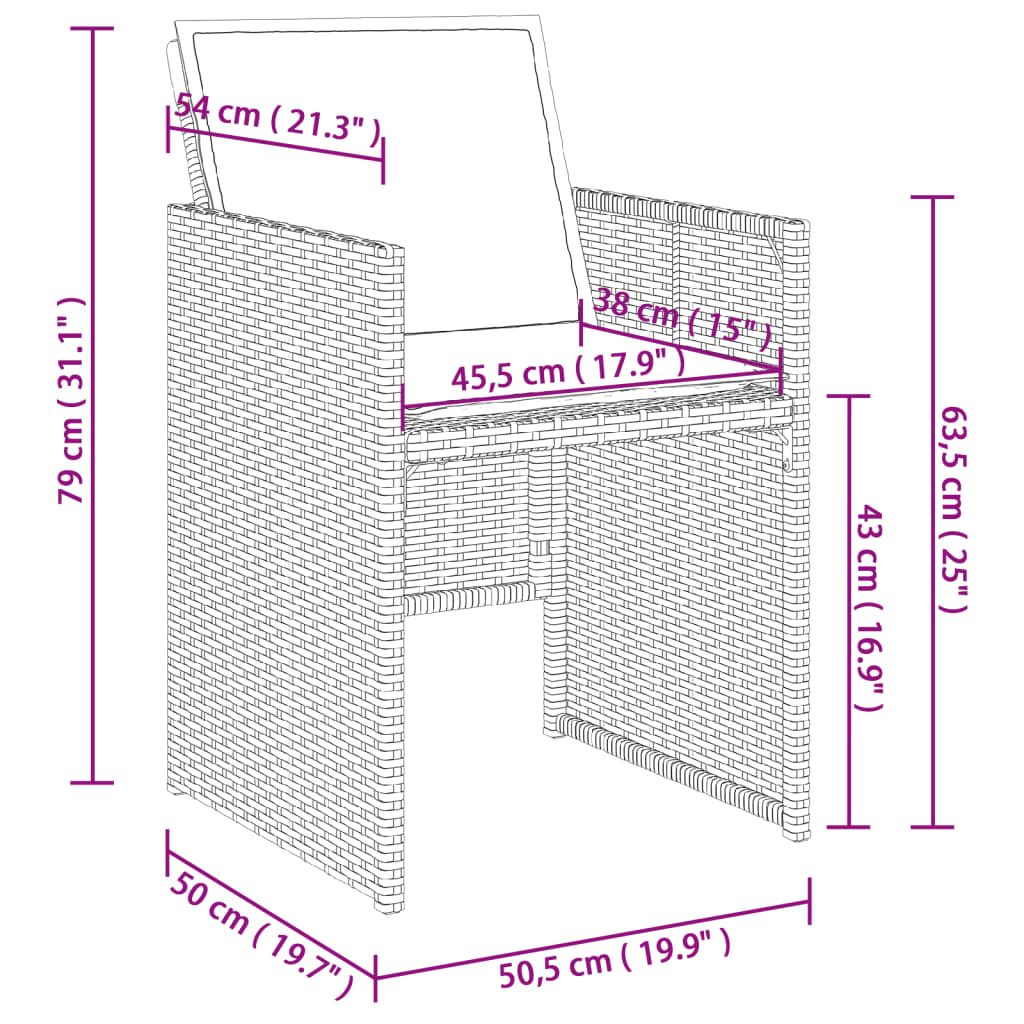 Set da Pranzo da Giardino 5 pz Nero con Cuscini in Polyrattan | homemem39