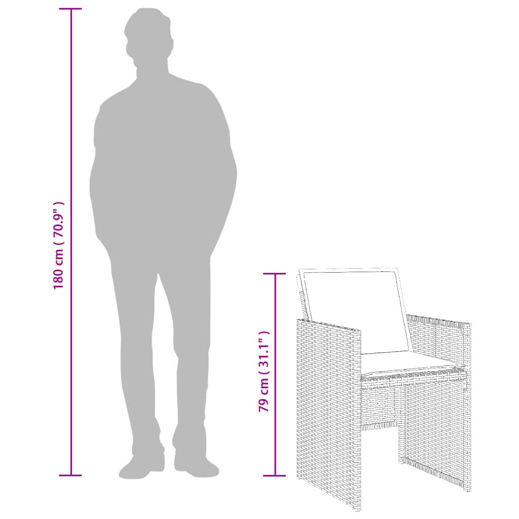 Set da Pranzo da Giardino 5 pz Nero con Cuscini in Polyrattan | homemem39