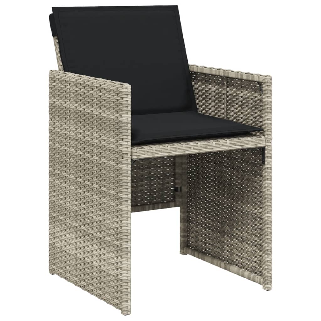 Set Pranzo da Giardino 5pz con Cuscini Grigio Chiaro Polyrattan | homemem39