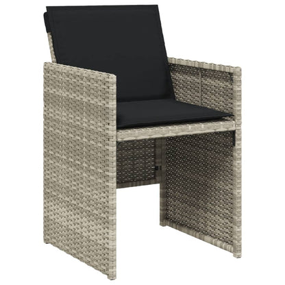Set Pranzo da Giardino 5pz con Cuscini Grigio Chiaro Polyrattan | homemem39