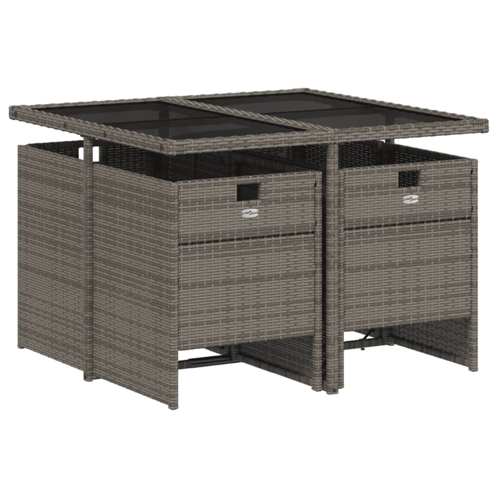 Set da pranzo da giardino da 5 pz con Cuscini in Polyrattan Grigio | homemem39