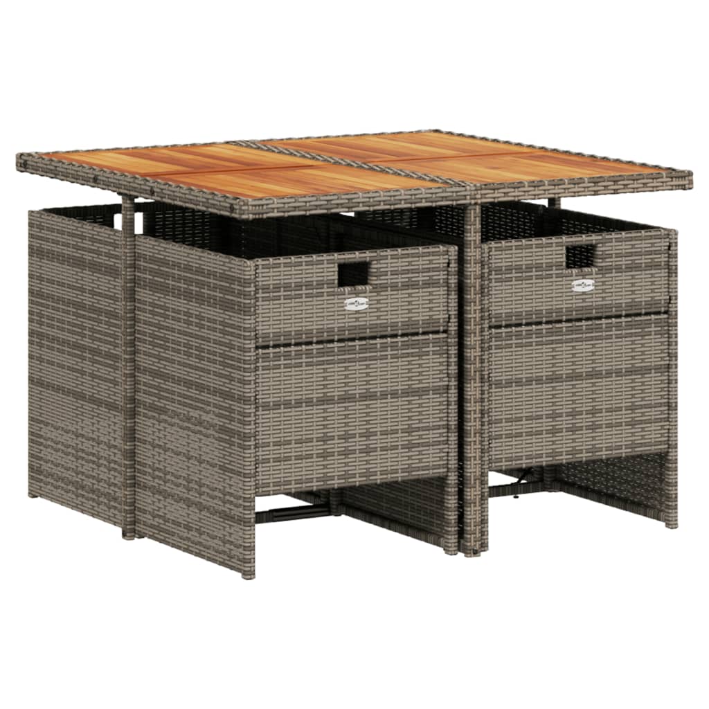Set da Pranzo da Giardino 5 pz con Cuscini in Polyrattan Grigio | homemem39
