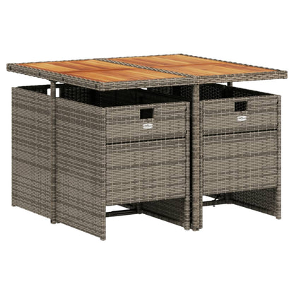 Set da Pranzo da Giardino 5 pz con Cuscini in Polyrattan Grigio | homemem39
