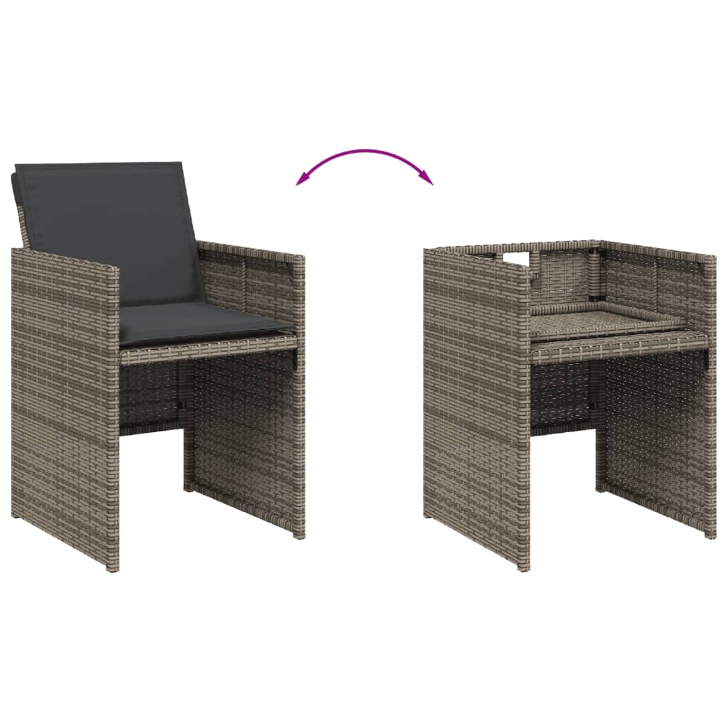 Set da Pranzo da Giardino 5 pz con Cuscini in Polyrattan Grigio | homemem39
