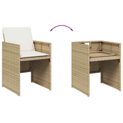 Set da Pranzo da Giardino 5 pz con Cuscini Beige in Polyrattan | homemem39