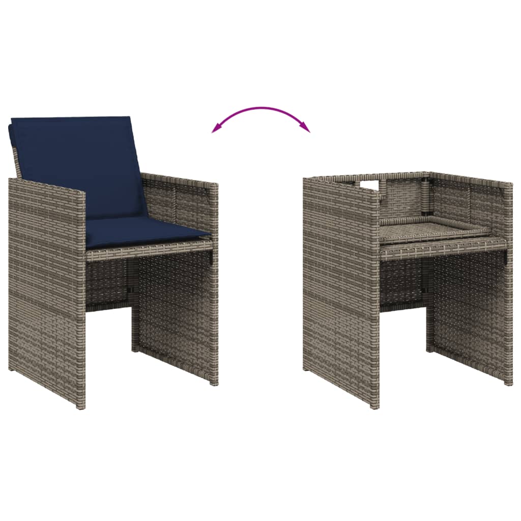 Set da pranzo da giardino da 5 pz con Cuscini in Polyrattan Grigio | homemem39