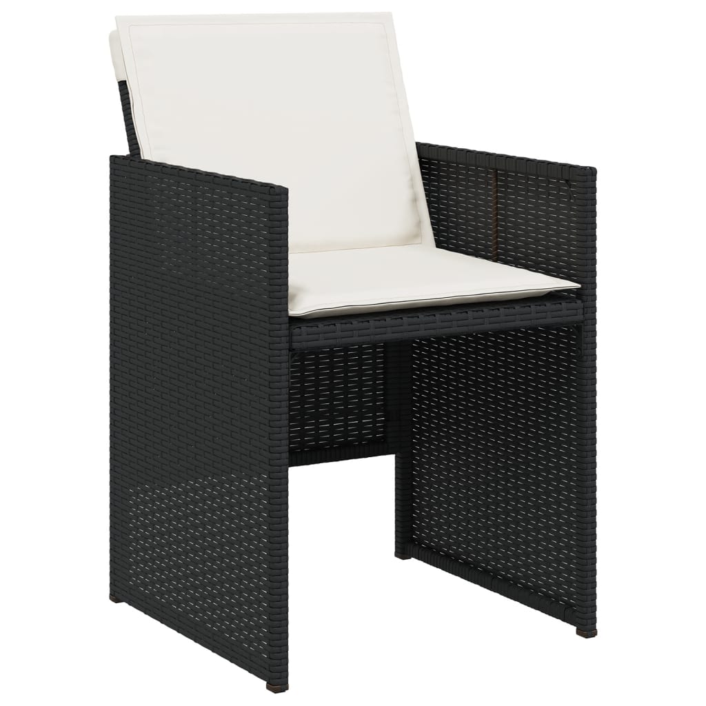 Set da Pranzo da Giardino 7 pz Nero con Cuscini in Polyrattan | homemem39