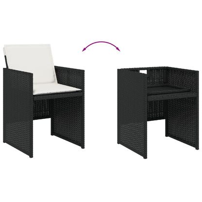 Set da Pranzo da Giardino 7 pz Nero con Cuscini in Polyrattan | homemem39