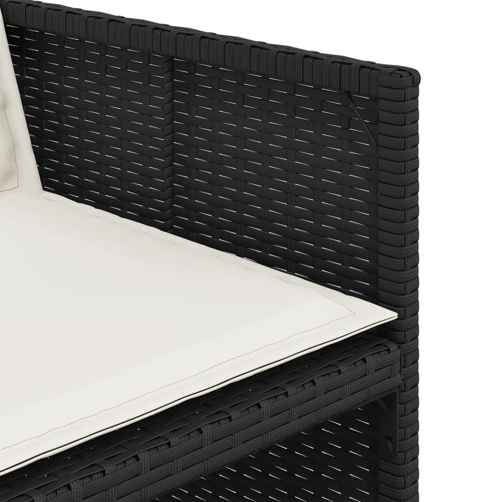 Set da Pranzo da Giardino 7 pz Nero con Cuscini in Polyrattan | homemem39