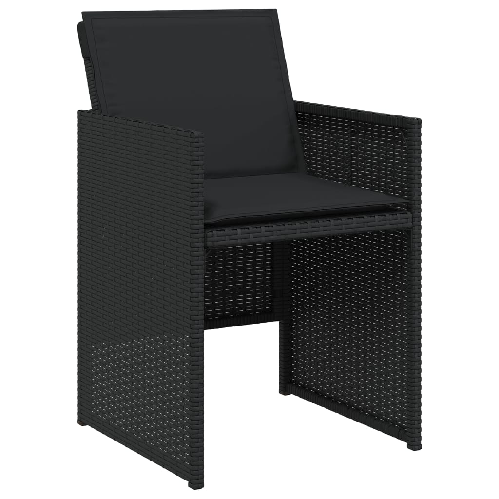 Set da Pranzo da Giardino 7 pz Nero con Cuscini in Polyrattan | homemem39