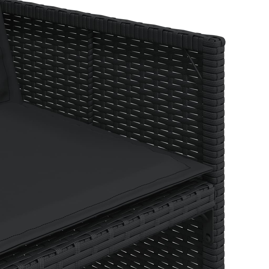 Set da Pranzo da Giardino 7 pz Nero con Cuscini in Polyrattan | homemem39