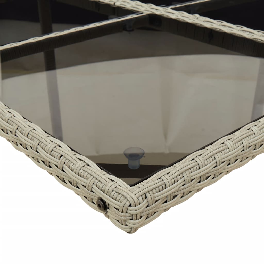 Set da Pranzo da Giardino 7 pz Cuscini Polyrattan Grigio Chiaro | homemem39