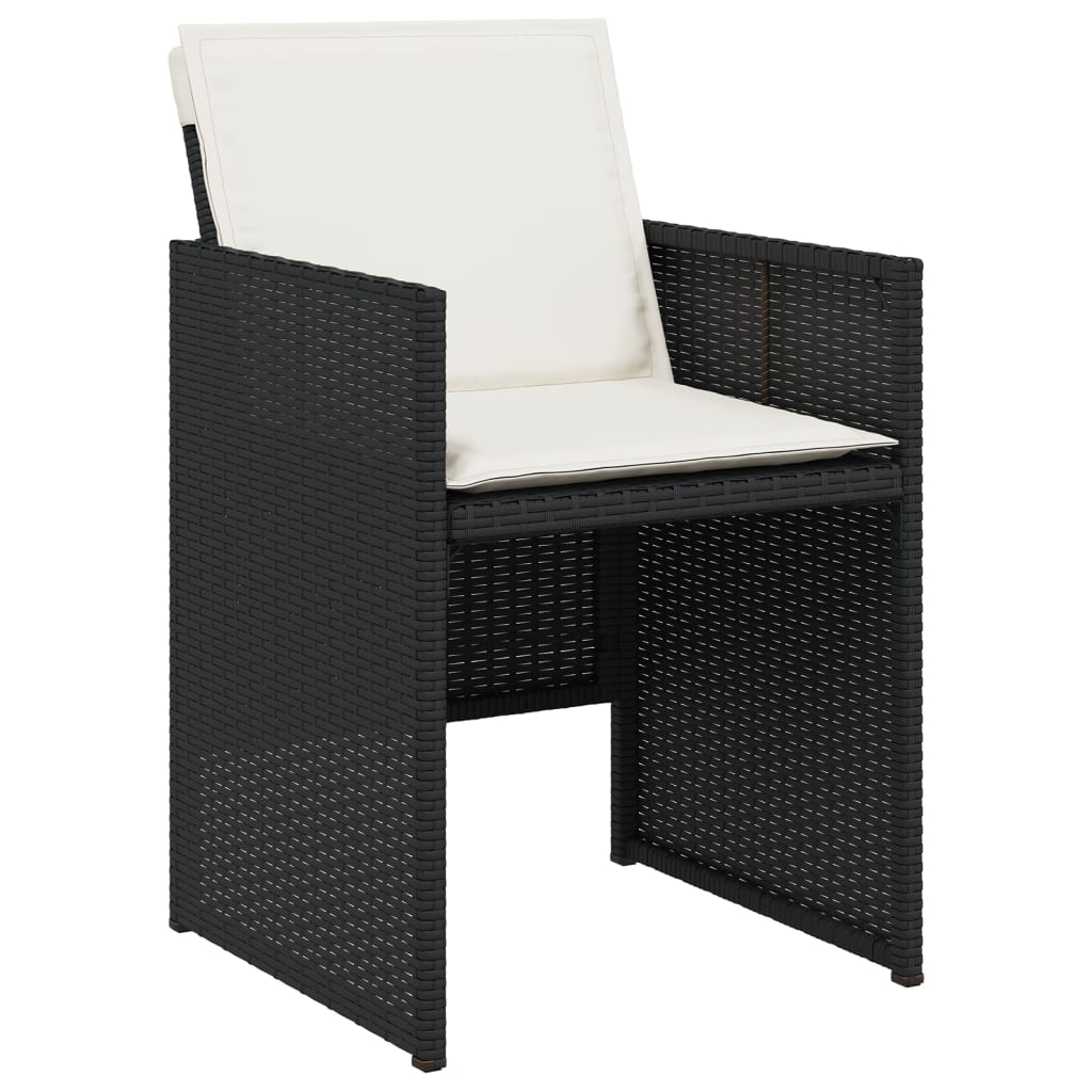 Set da Pranzo da Giardino 7 pz Nero con Cuscini in Polyrattan | homemem39