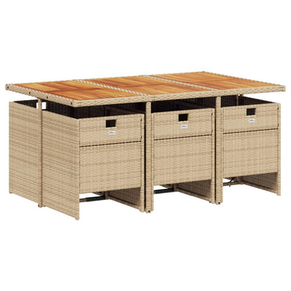 Set da Pranzo da Giardino 7 pz con Cuscini Beige in Polyrattan - homemem39