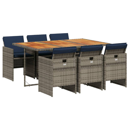 Set da pranzo da giardino da 7 pz con Cuscini in Polyrattan Grigio | homemem39