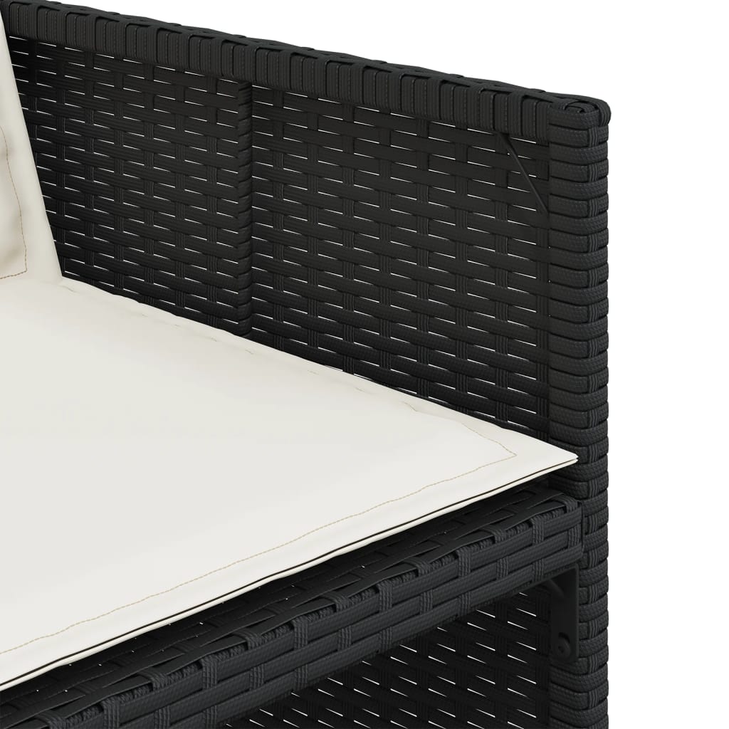 Set da Pranzo da Giardino 9 pz con Cuscini Nero in Polyrattan | homemem39