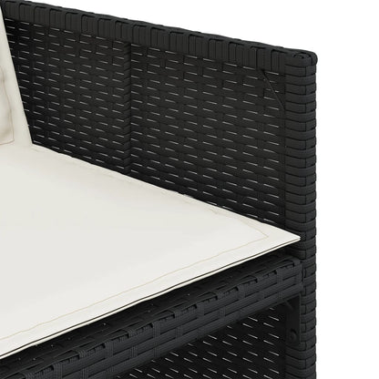 Set da Pranzo da Giardino 9 pz con Cuscini Nero in Polyrattan | homemem39