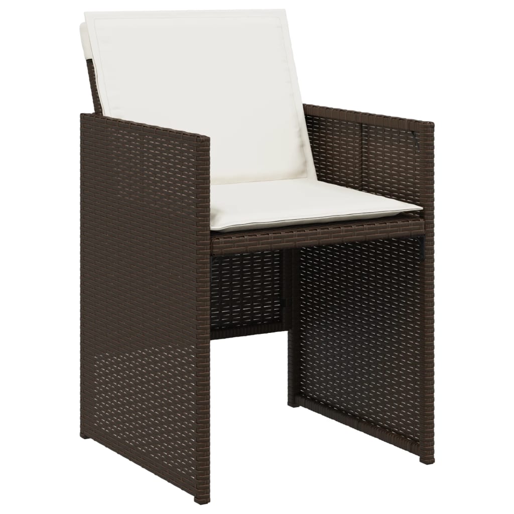 Set da Pranzo da Giardino 9pz con Cuscini Marrone in Polyrattan - homemem39