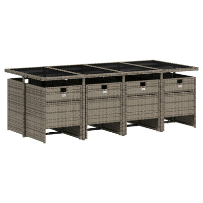 Set da pranzo da giardino da 9 pz con Cuscini in Polyrattan Grigio | homemem39