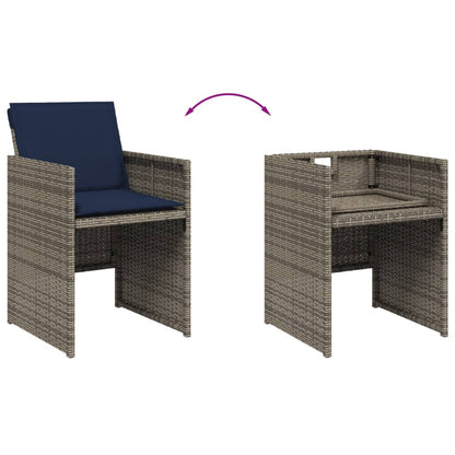 Set da pranzo da giardino da 9 pz con Cuscini in Polyrattan Grigio | homemem39