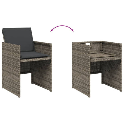 Set da Pranzo da Giardino 9 pz con Cuscini in Polyrattan Grigio | homemem39