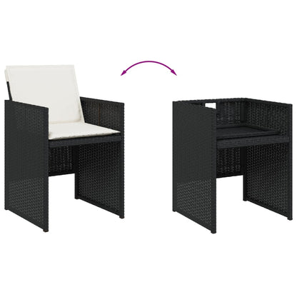 Set da Pranzo da Giardino 9 pz con Cuscini Nero in Polyrattan | homemem39