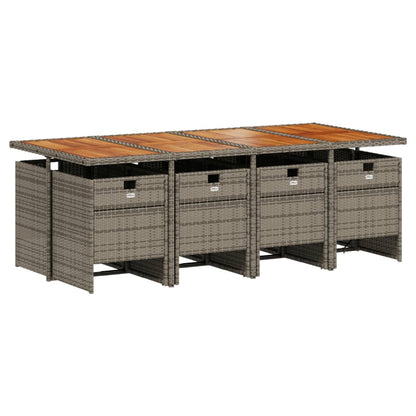 Set da pranzo da giardino da 9 pz con Cuscini in Polyrattan Grigio | homemem39