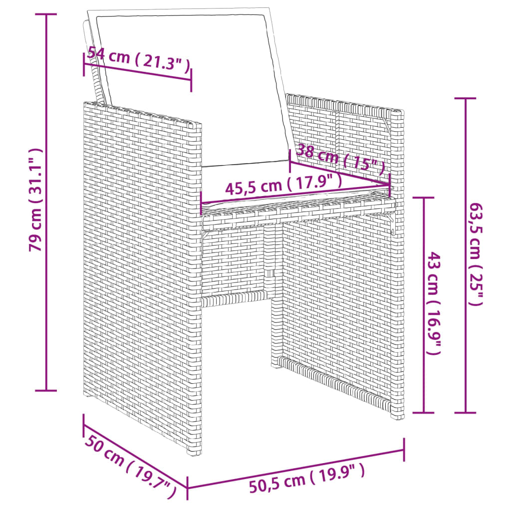 Set da Pranzo da Giardino 11 pz con Cuscini in Polyrattan Nero | homemem39