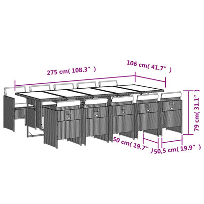 Set da Pranzo da Giardino 11 pz con Cuscini in Polyrattan Nero | homemem39