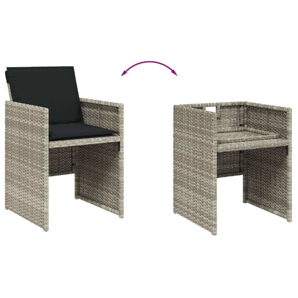 Set Pranzo Giardino 11pz con Cuscini Grigio Chiaro Polyrattan | homemem39