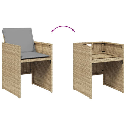 Set Pranzo da Giardino 11 pz con Cuscini Beige Misto Polyrattan | homemem39