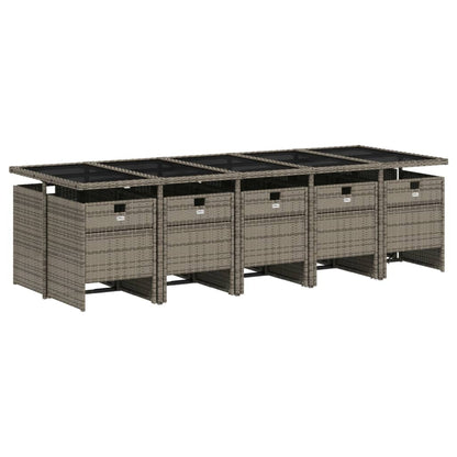 Set da pranzo da giardino da 11 pz con Cuscini in Polyrattan Grigio | homemem39