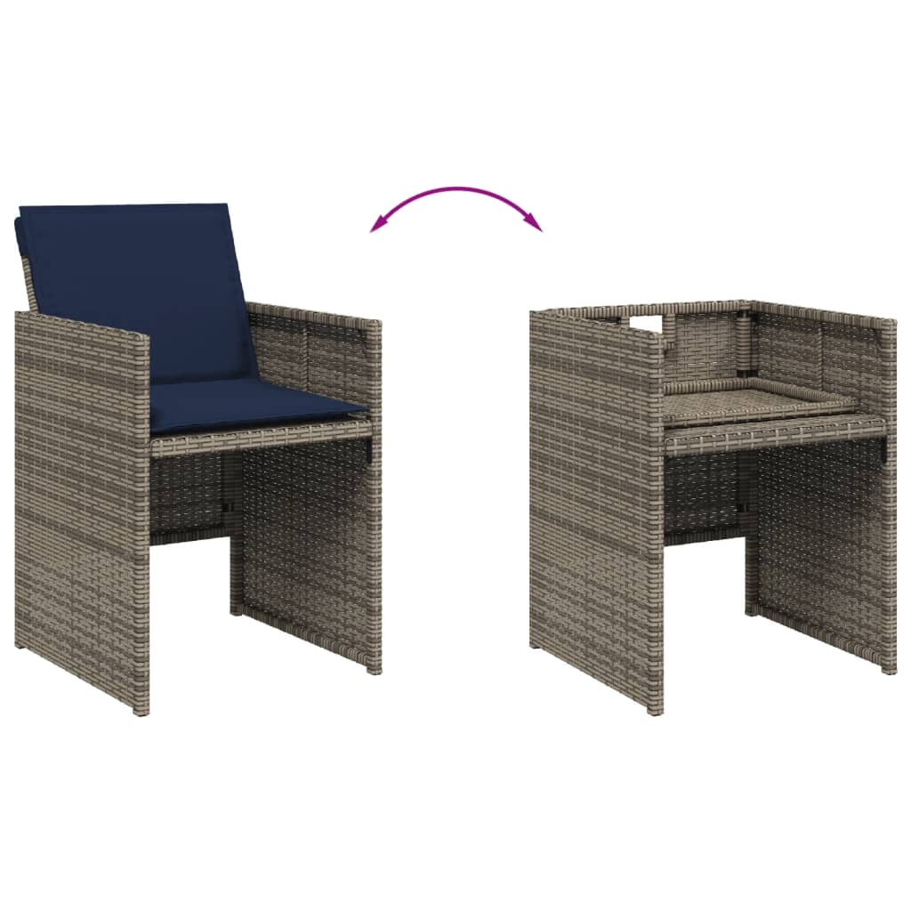 Set da pranzo da giardino da 11 pz con Cuscini in Polyrattan Grigio | homemem39