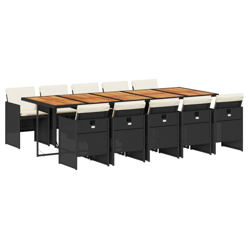 Set da Pranzo da Giardino 11 pz con Cuscini in Polyrattan Nero | homemem39
