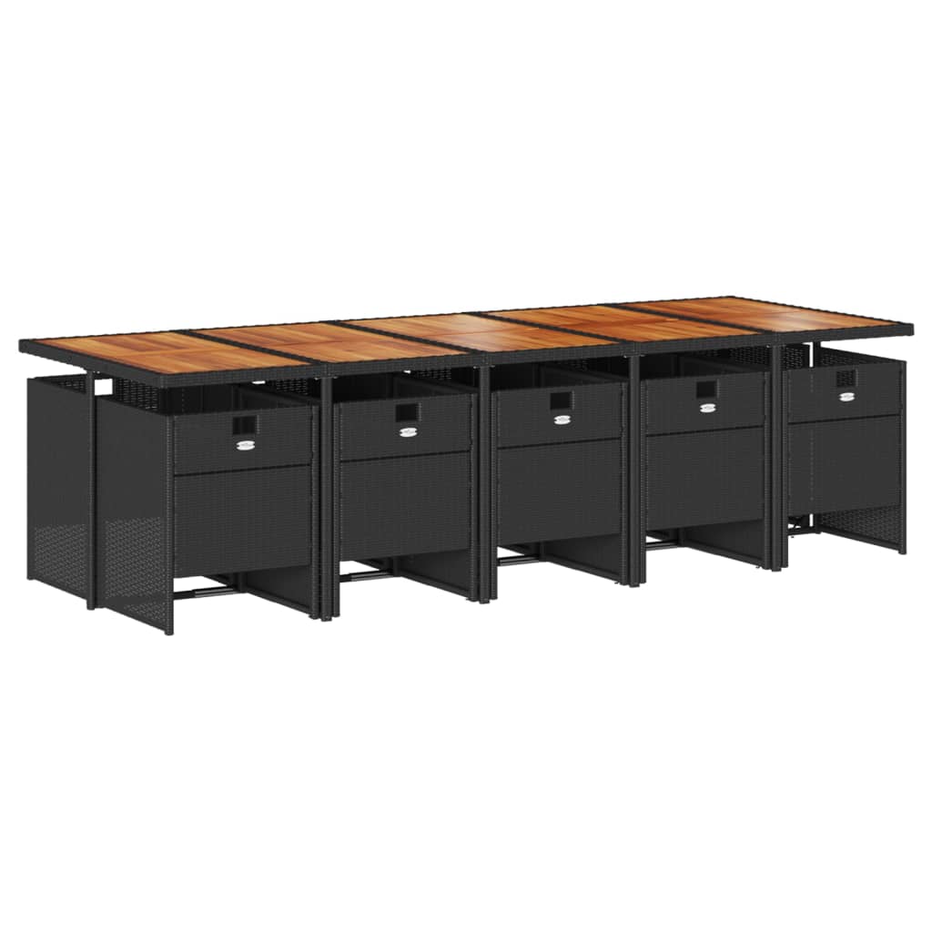 Set da Pranzo da Giardino 11 pz con Cuscini in Polyrattan Nero - homemem39