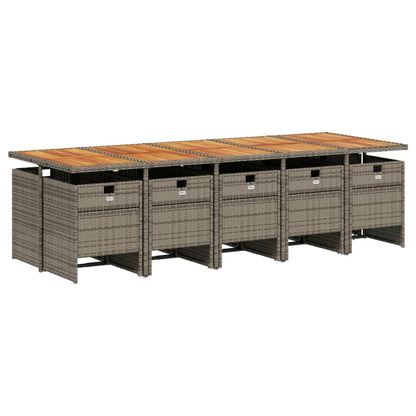 Set da pranzo da giardino da 11 pz con Cuscini in Polyrattan Grigio | homemem39