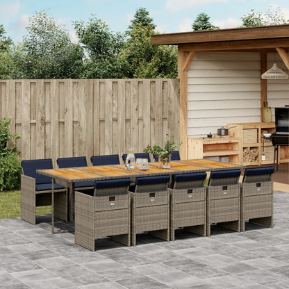 Set da pranzo da giardino da 11 pz con Cuscini in Polyrattan Grigio | homemem39