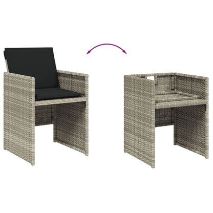 Set da Pranzo da Giardino 13pz con Cuscini Grigio in Polyrattan | homemem39