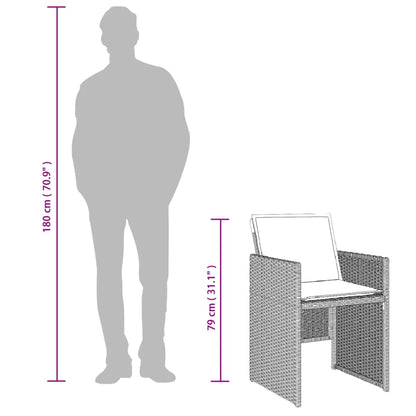 Set da Pranzo da Giardino 13pz con Cuscini Grigio in Polyrattan | homemem39