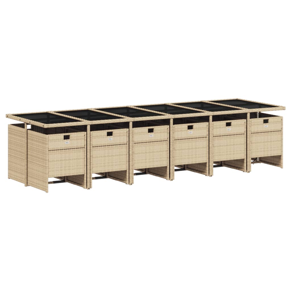 Set Pranzo da Giardino 13 pz con Cuscini Beige Misto Polyrattan | homemem39