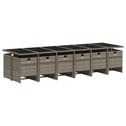 Set da pranzo da giardino da 13 pz con Cuscini in Polyrattan Grigio | homemem39