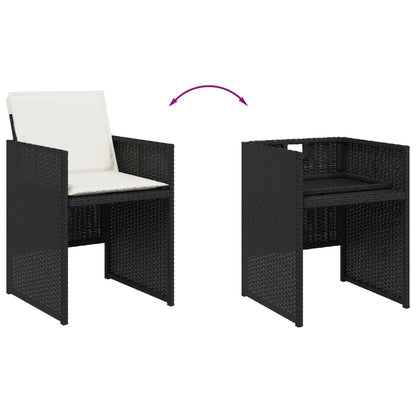 Set da Pranzo da Giardino 13pz con Cuscini Nero in Polyrattan | homemem39