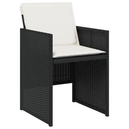 Set da Pranzo da Giardino 9 pz con Cuscini Nero in Polyrattan - homemem39
