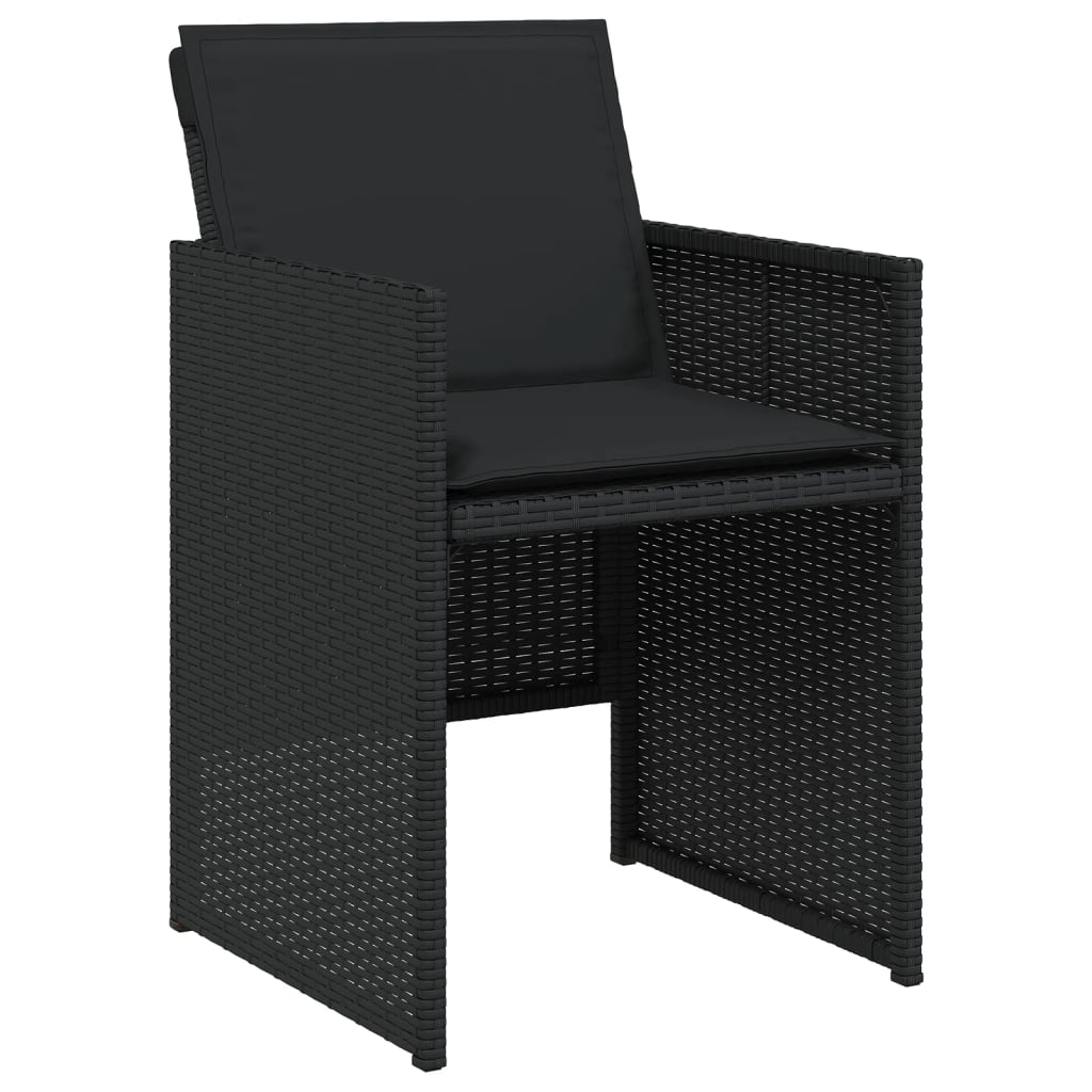 Set da Pranzo da Giardino 9 pz con Cuscini Nero in Polyrattan - homemem39